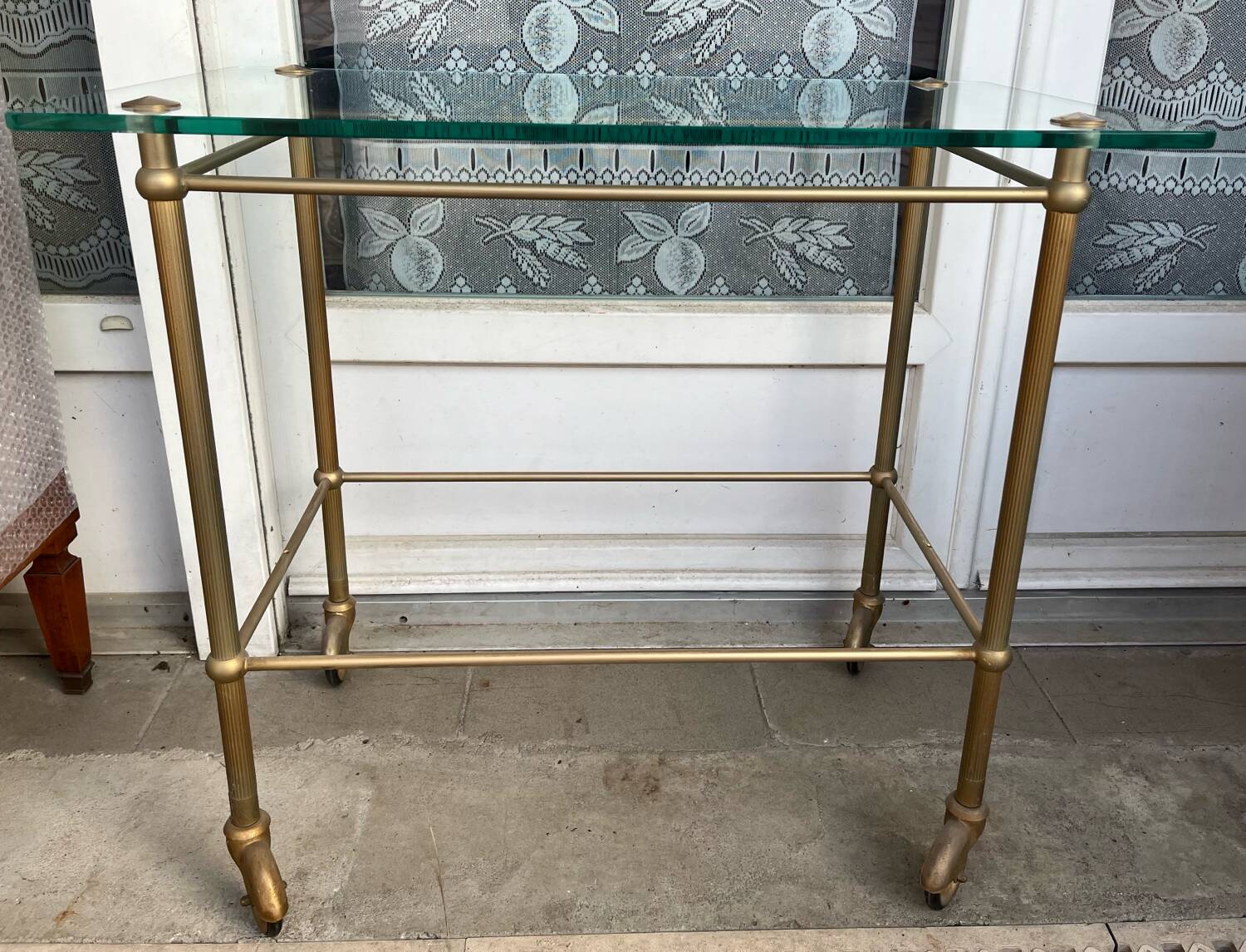 Vintage dessert table in glass and gold metal