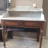 Meuble de salle de bains ancien avec dessus marbre