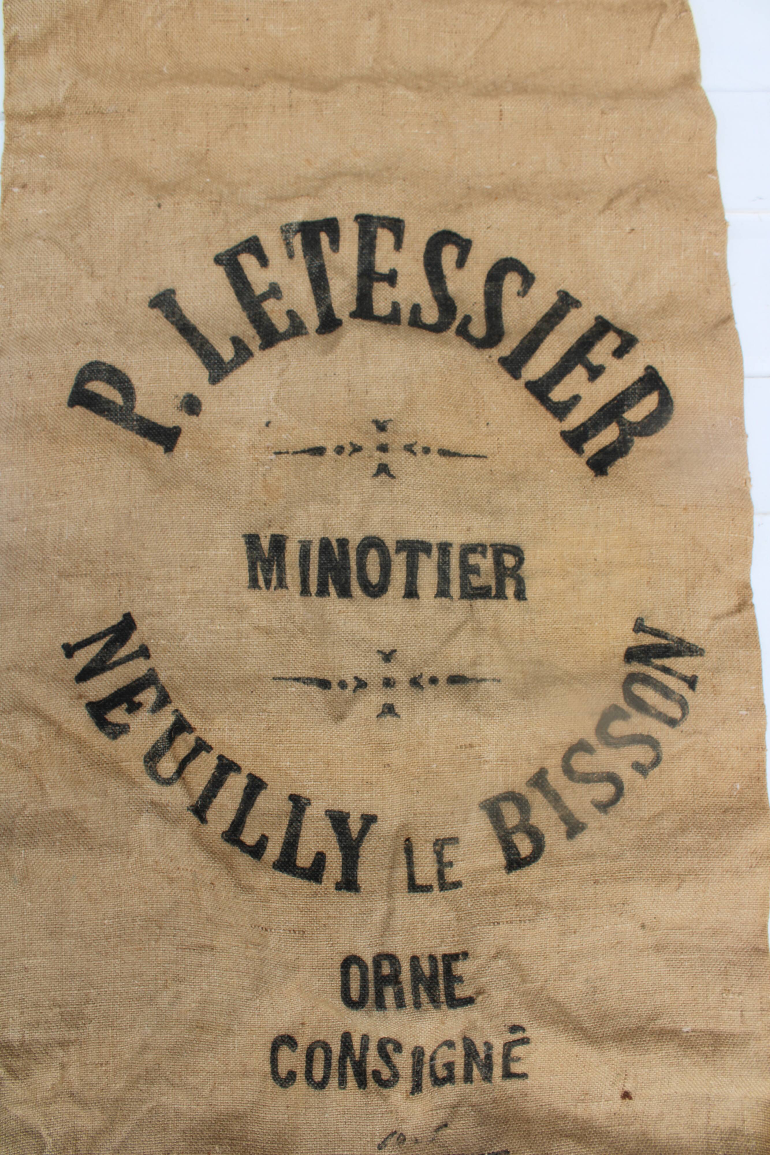 Old burlap bag "Letessier Minoterie"