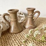 2 bougeoirs en grès