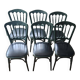 Suite de 6 chaises bistrot vert anglais et assise skaï noir