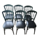 Suite de 6 chaises bistrot vert anglais et assise skaï noir