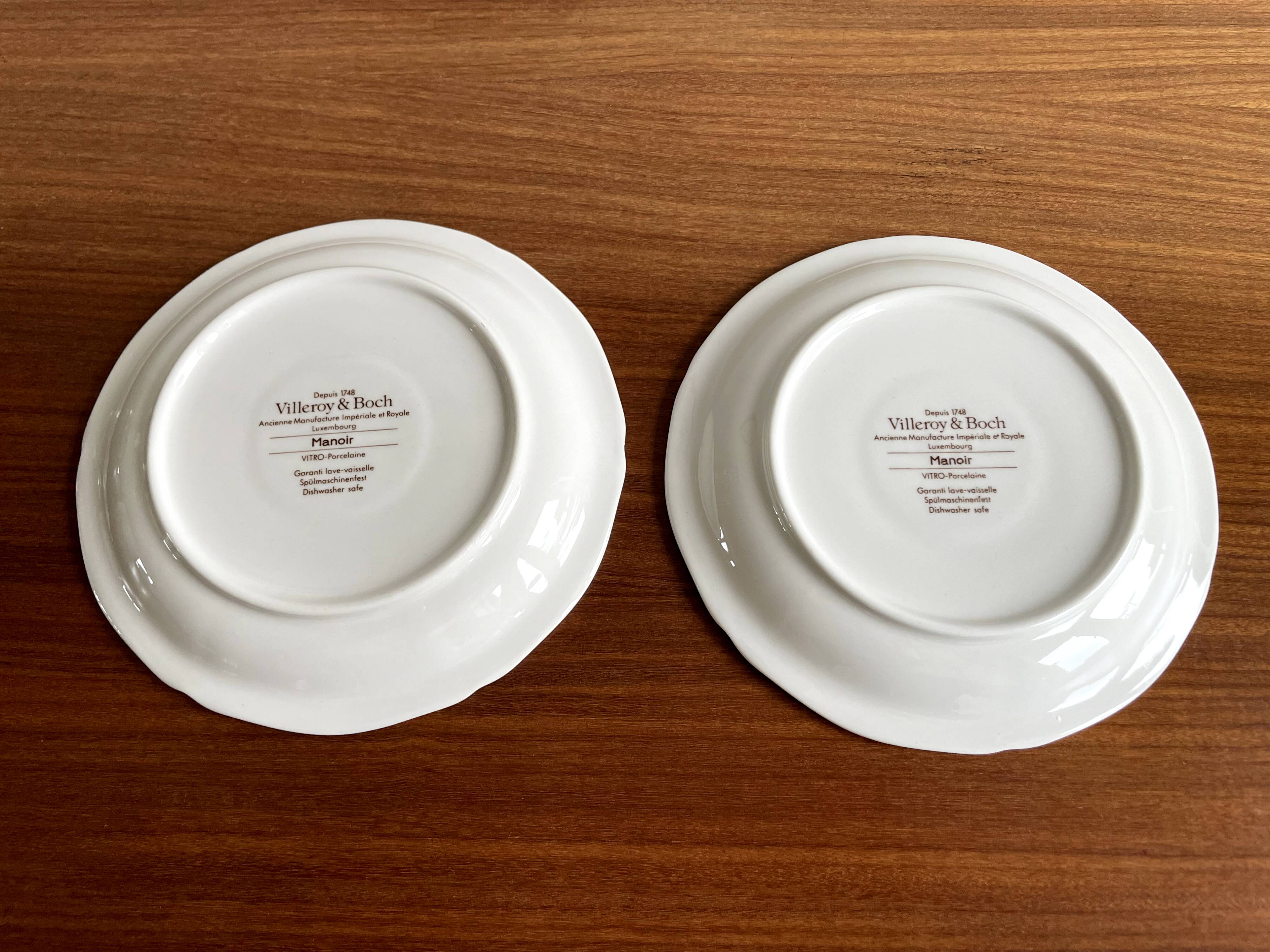 Set of 2 Villeroy & Boch Saucers, Manoir Series, Vintage White Vitro Porcelain