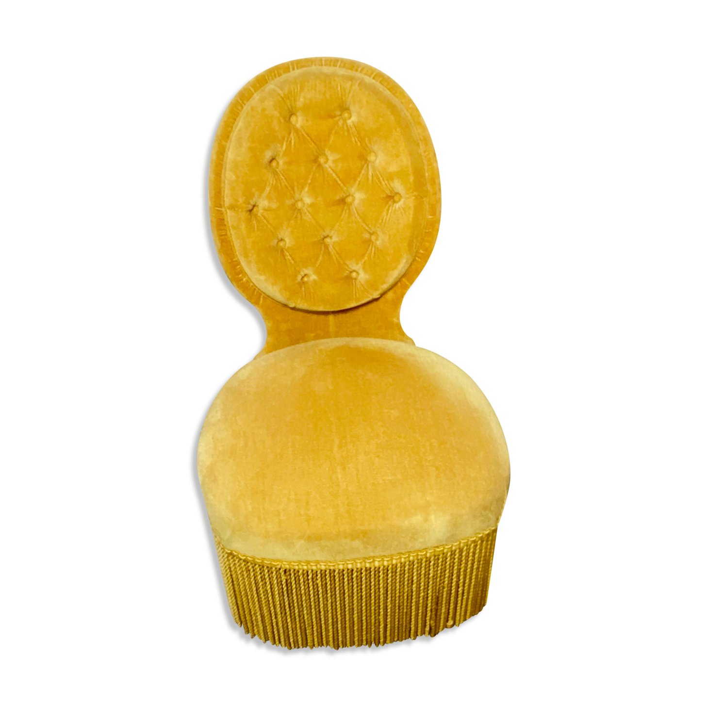 Fauteuil velours or capitonné- style Napoléon III