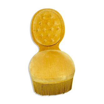 Upholstered gold velvet armchair-Napoleon III style