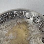 Openwork silver-plated metal fruit bowl or basket