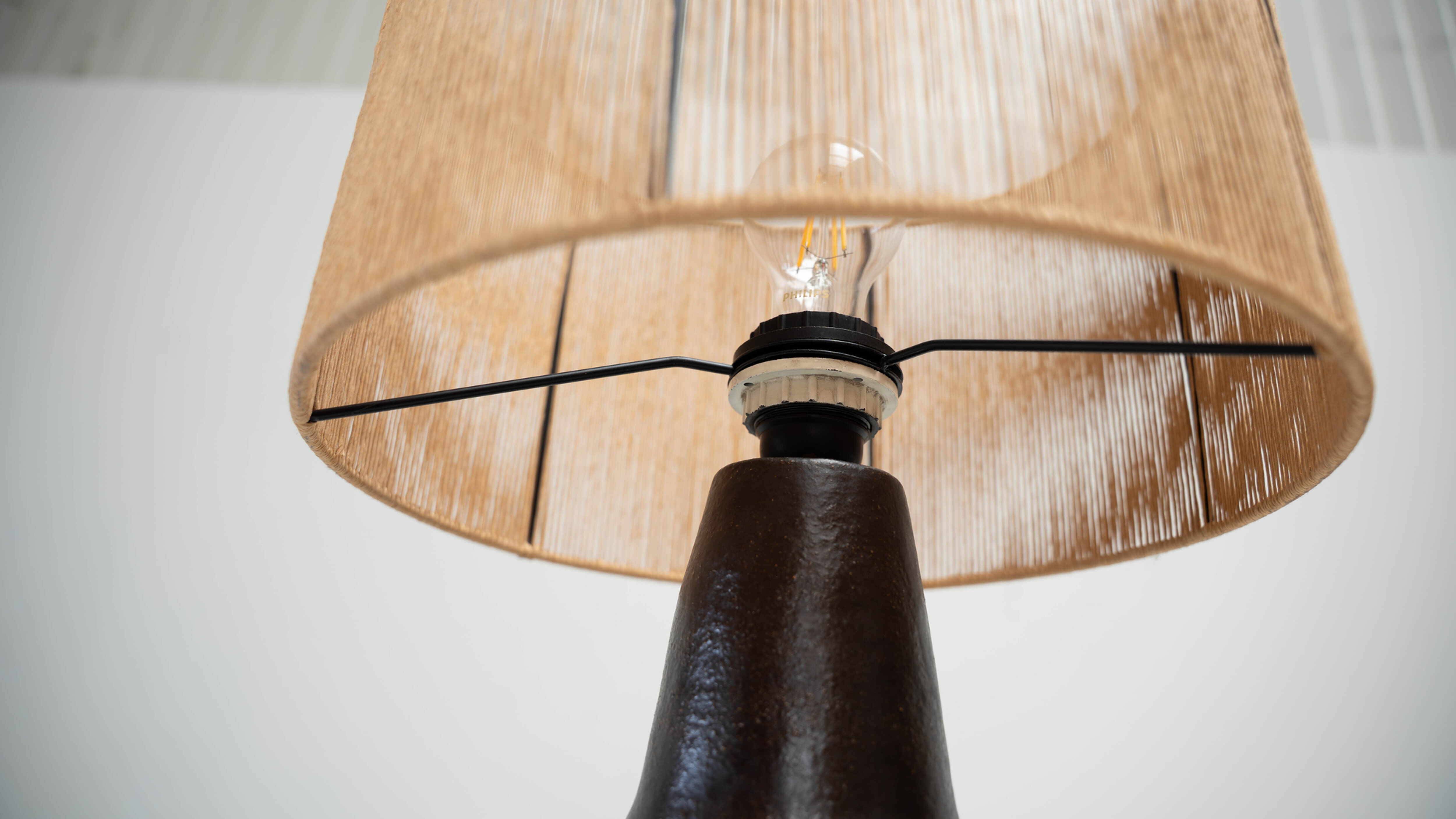 1970s dark glazed ceramic Danish lamp