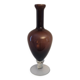 Amber glass soliflore vase on crystal base - Art glass from the years