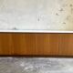 Large vintage sideboard 248 cm – wood & white mineral concrete top –