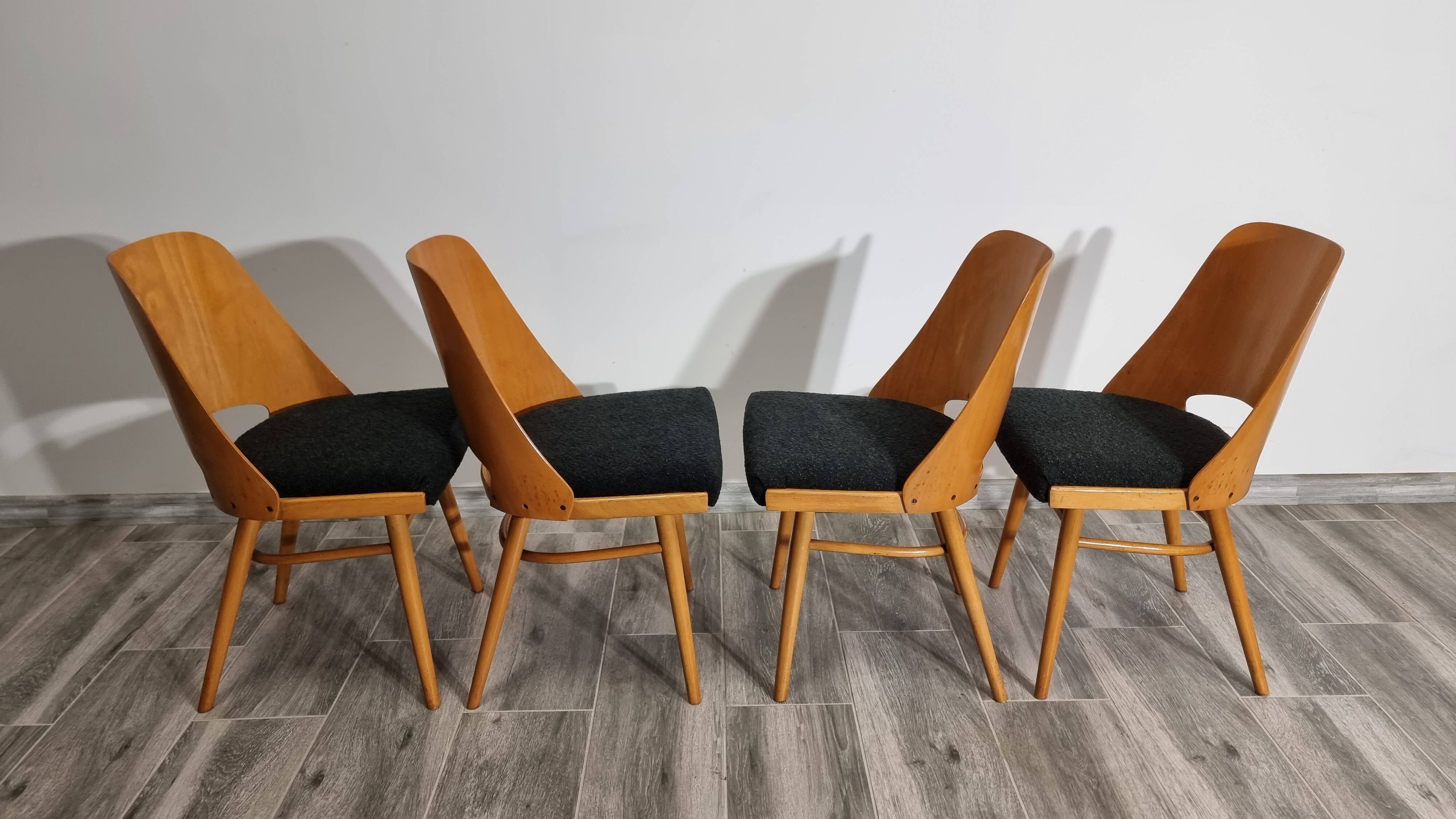Dining Chairs by Radomir Hoffman for Ton, 1950s, Set of 4