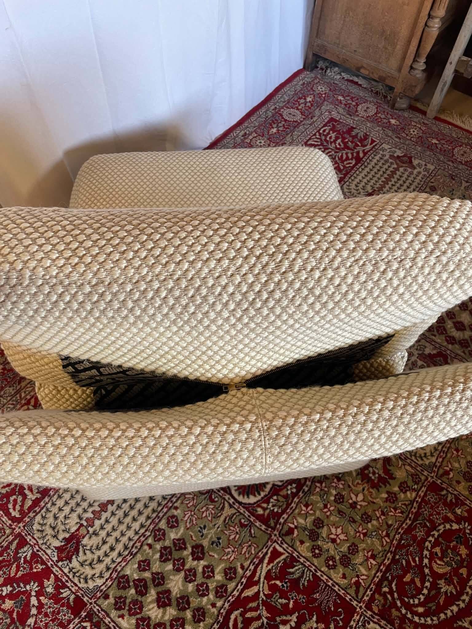 Vintage Swann armchair in textured beige fabric – 1970s