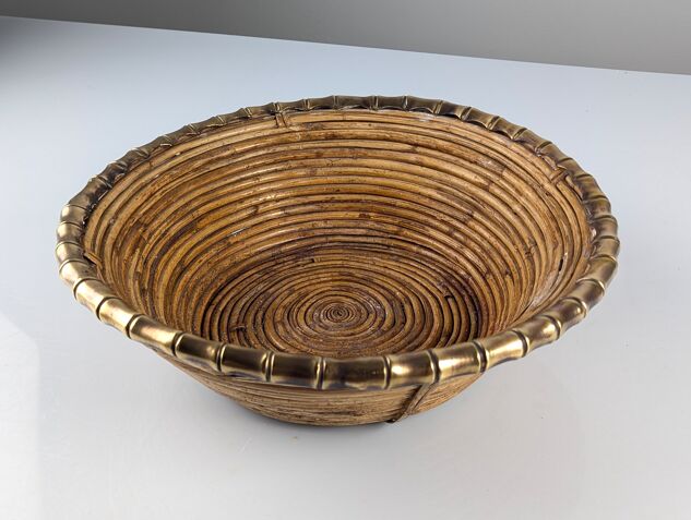 Rattan and brass centrepiece, Italy, 1970s