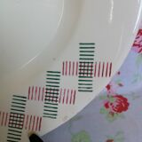 Oval dish old art deco red and green geometric shapes