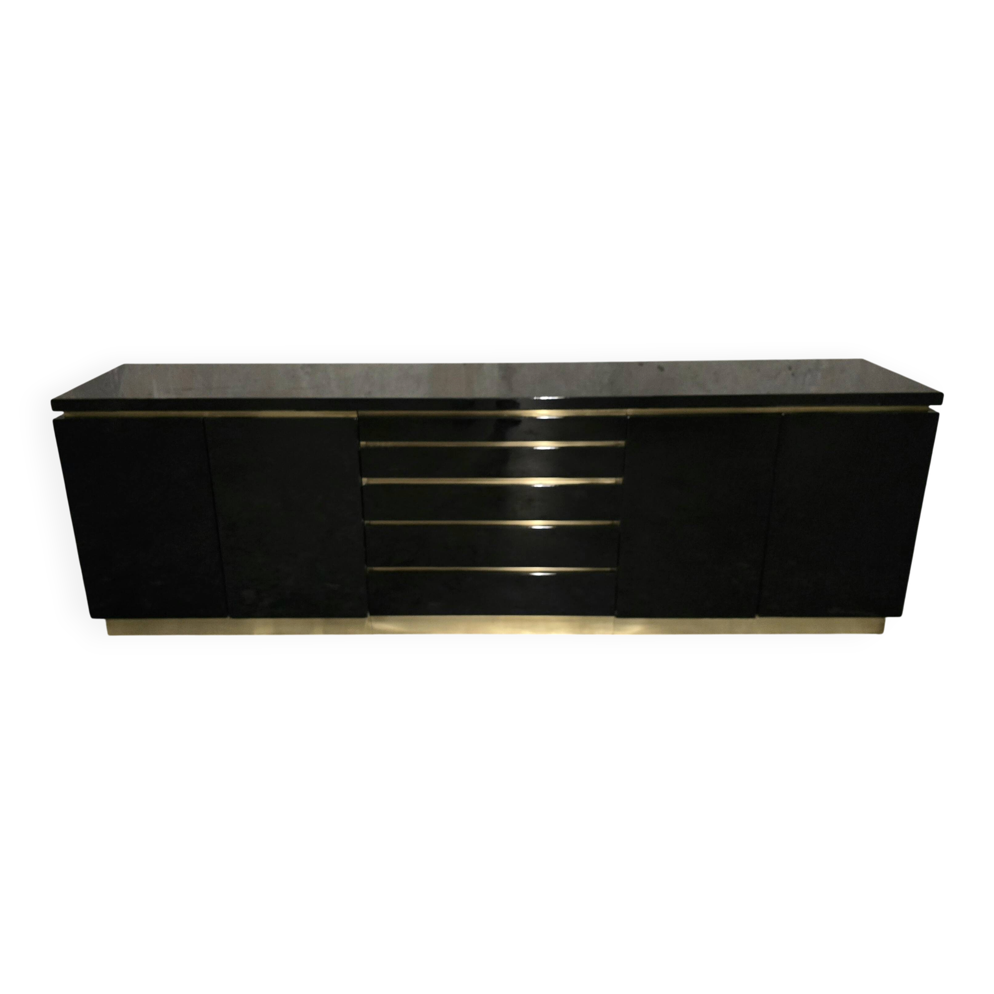 Jean-Claude Mahey for Maison Romeo Paris — Sideboard in black lacquer and milk.