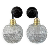 Pair of vintage glass globe wall lights