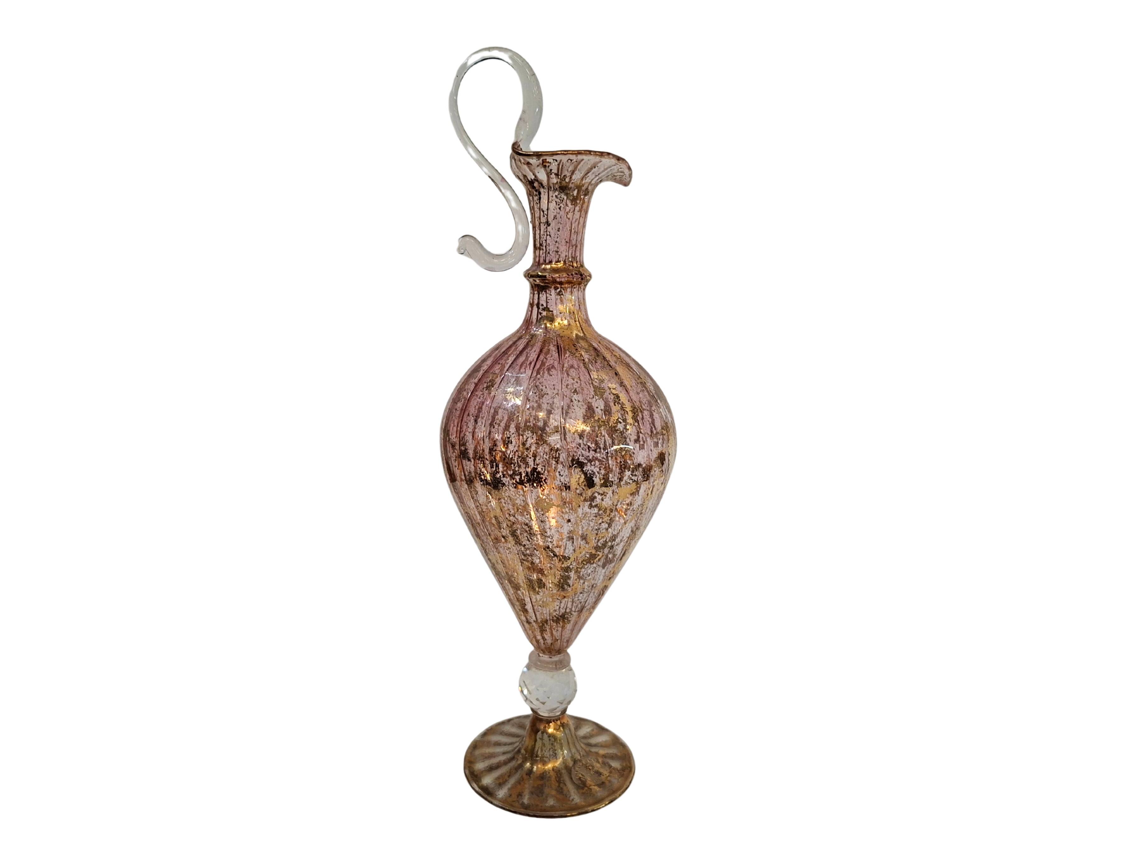 Elegante Ampolla in Vetro di Murano Rosa e Decori Dorati – Lavorazione Arti