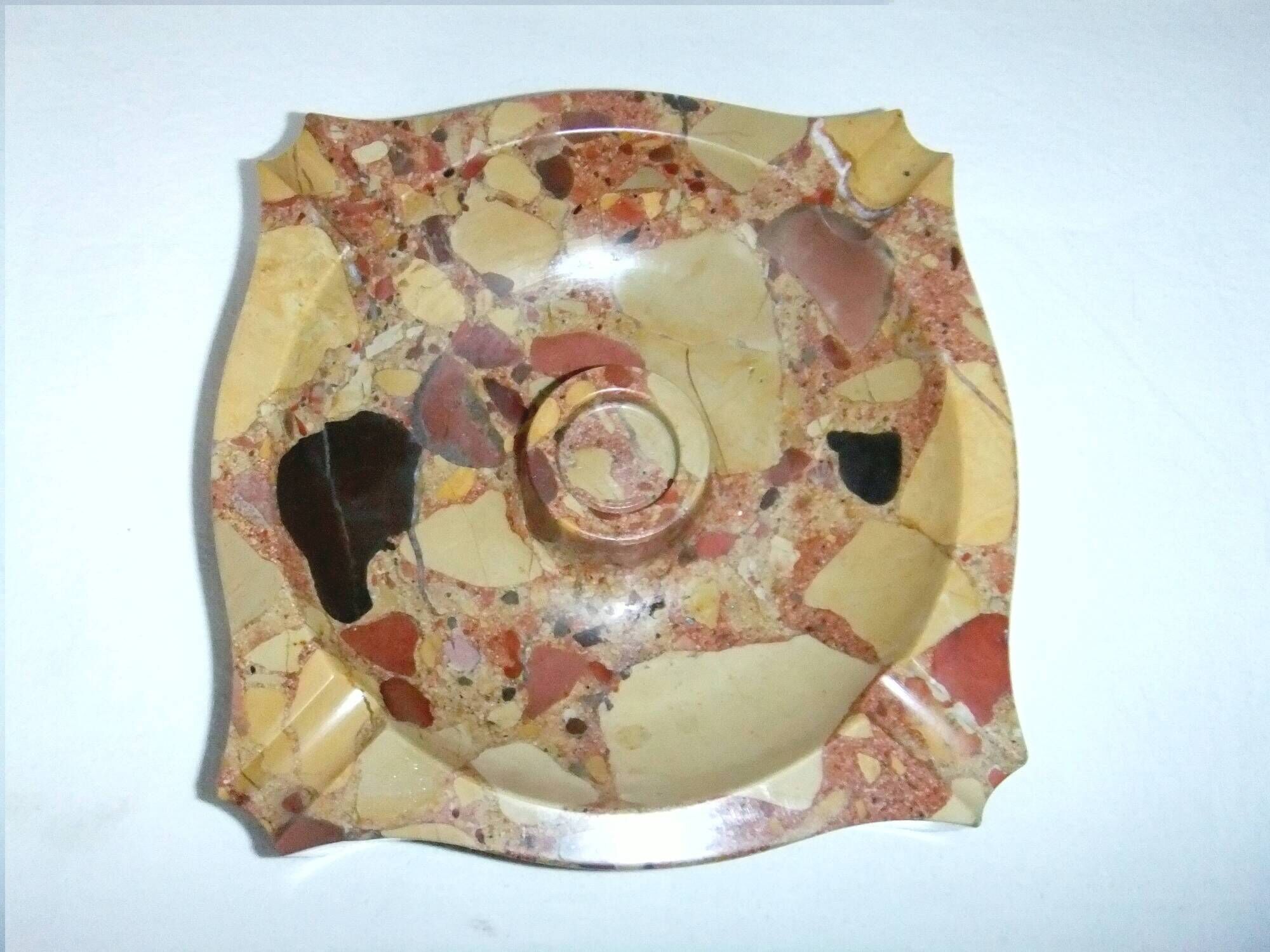 Art Deco marble ashtray signed Quercia 16.5 cm accessory cigar humidor