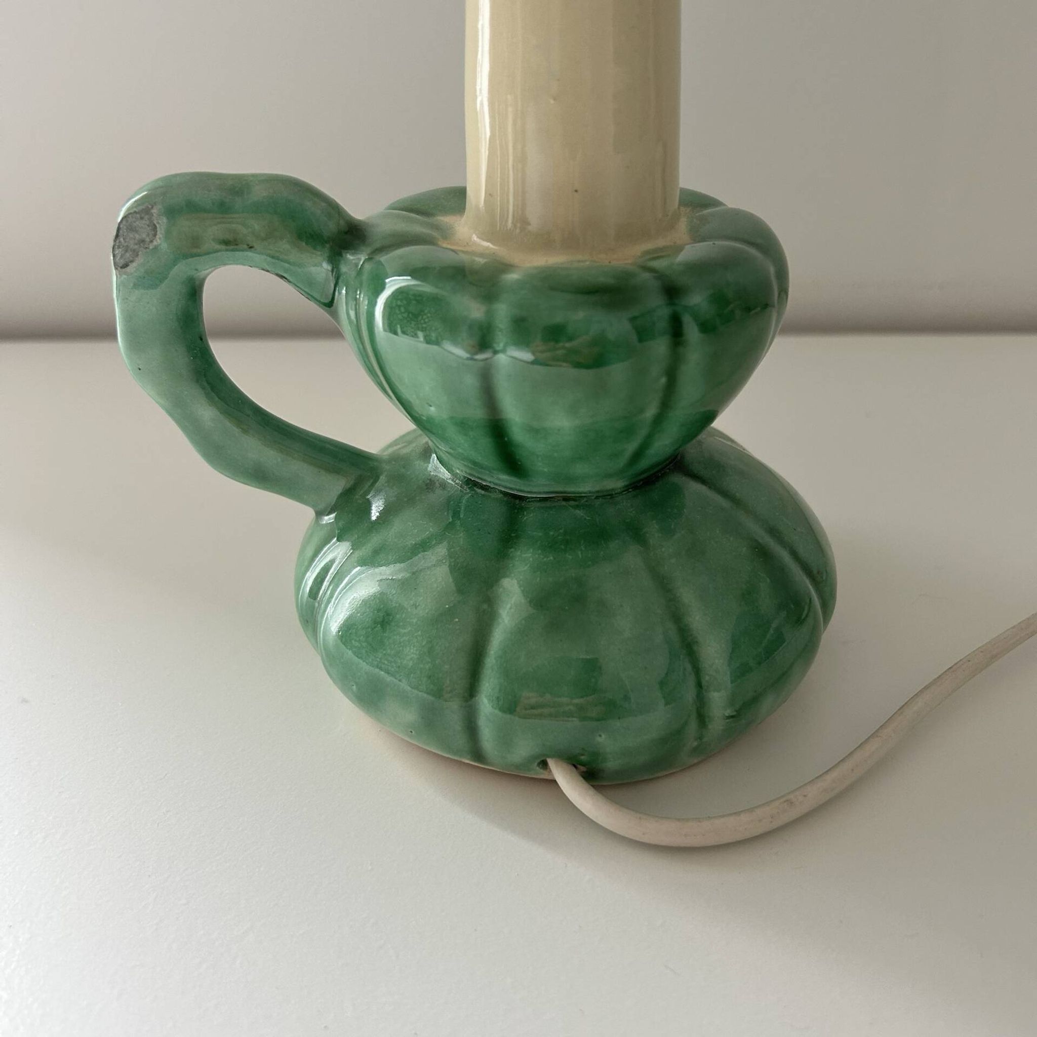 Lampe bougeoir en céramique verte 
