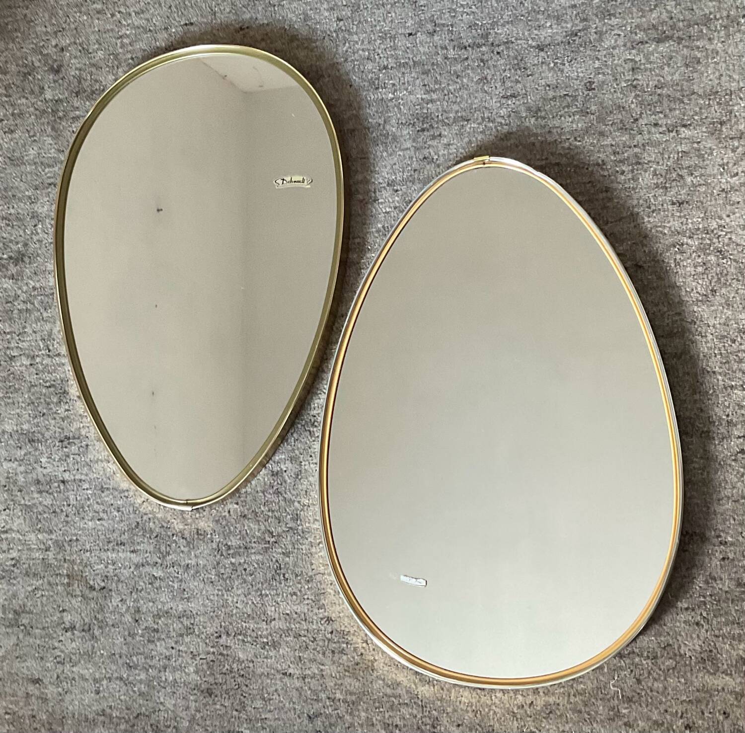 Pair of vintage free-form mirrors from the 60s and 70s