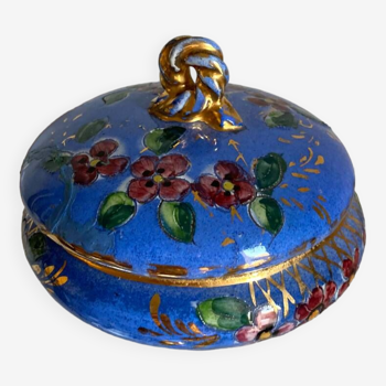 Old blue earthenware jewelry box