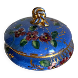 Old blue earthenware jewelry box