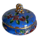 Old blue earthenware jewelry box
