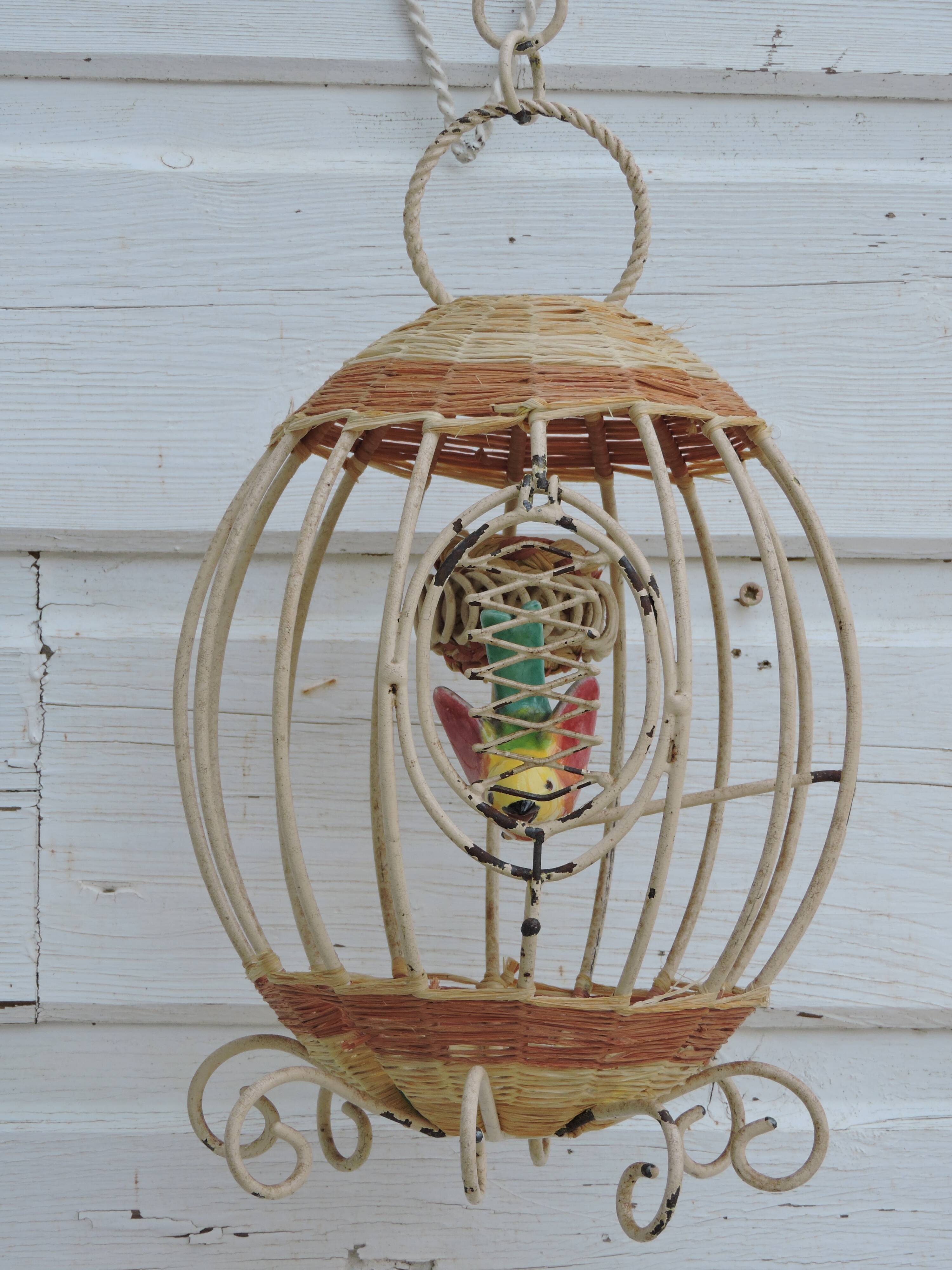 Vintage bird cage wall lamp