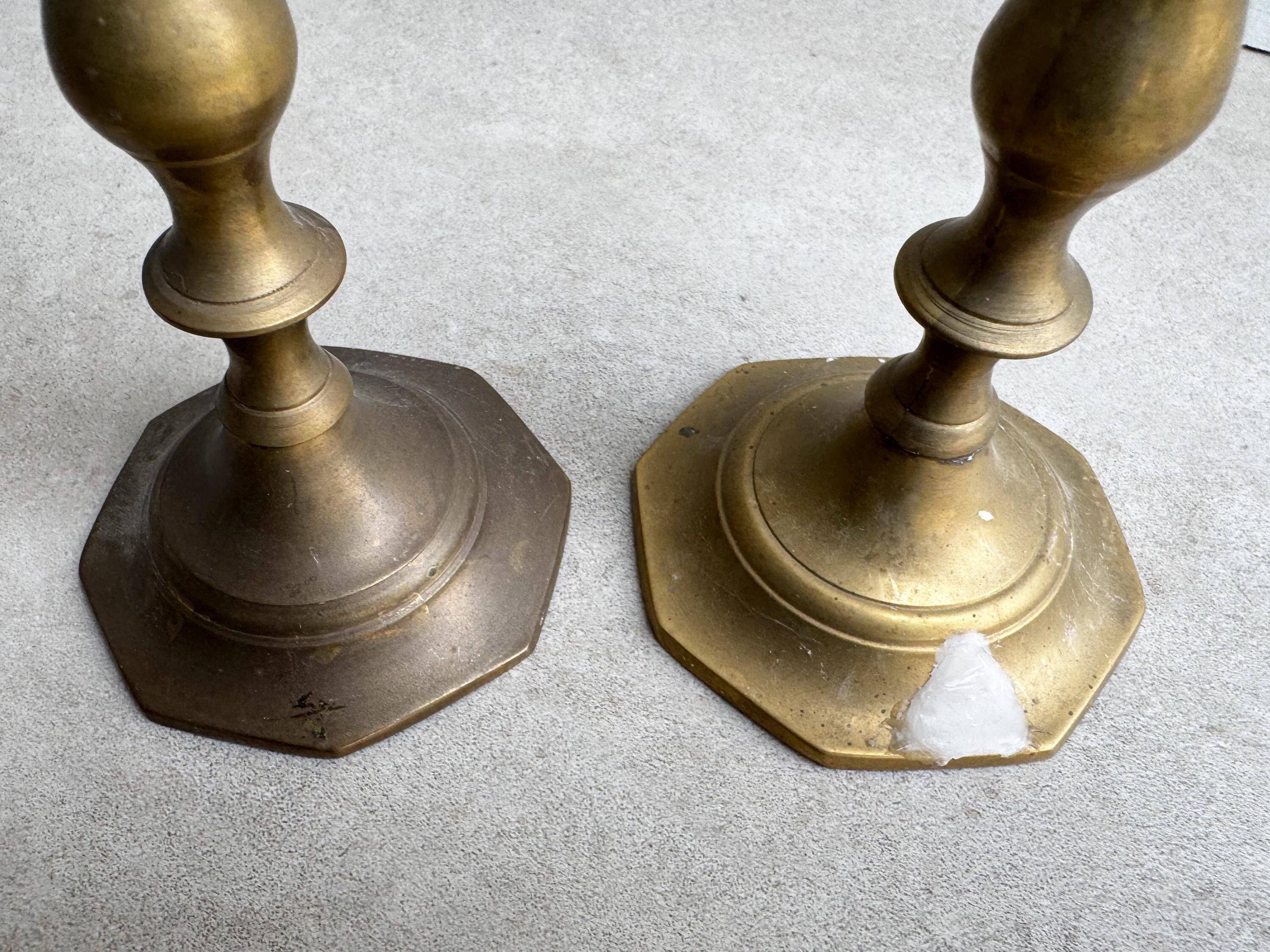 Ensemble de 2 porte-bougies en laiton vintage