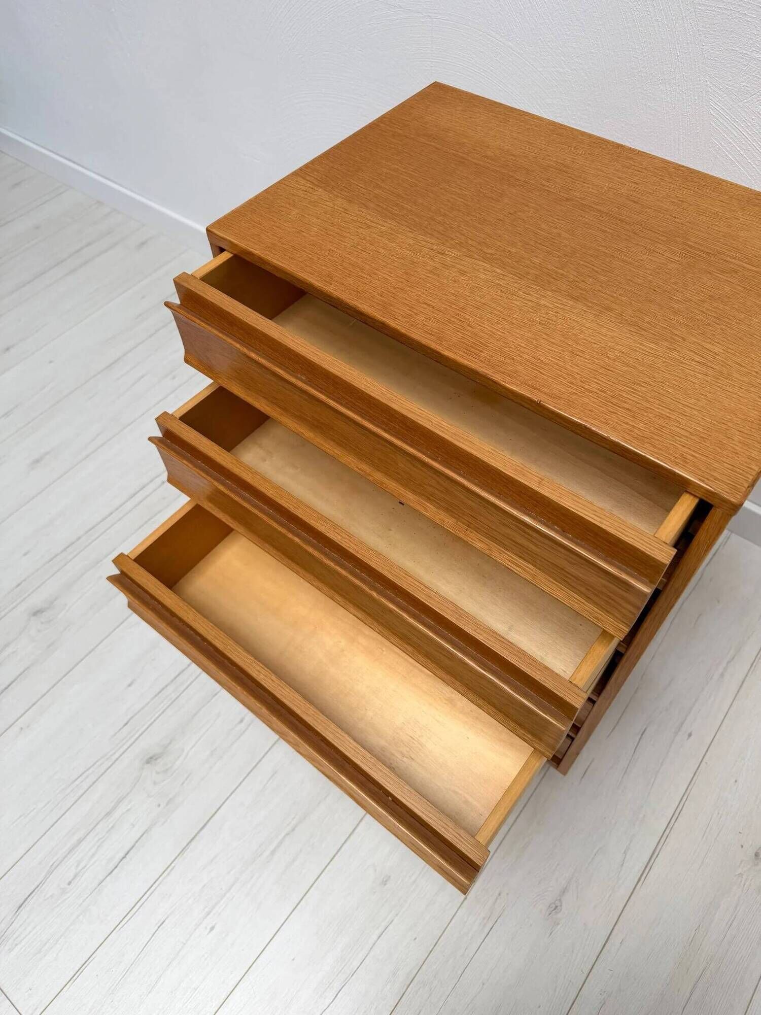 1960s vintage mid-century oak tallboy chest of drawers