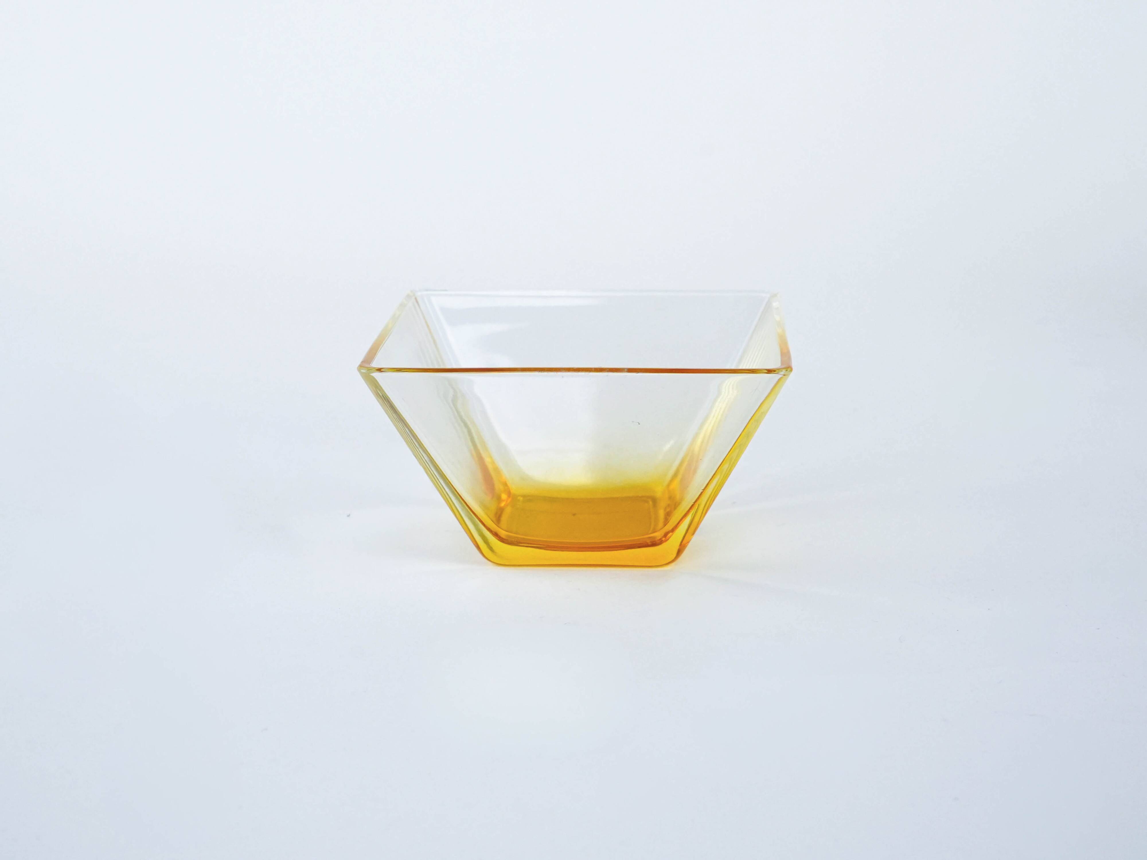 Set of square glass bowls, Italian design, 1980s, made in Italy