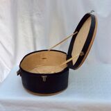 Old cardboard hat box with its handle dimension: height -22cm- diameter -44cm-