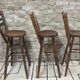3 vintage wooden bar stools from the 60s/70s with a bistro spirit.