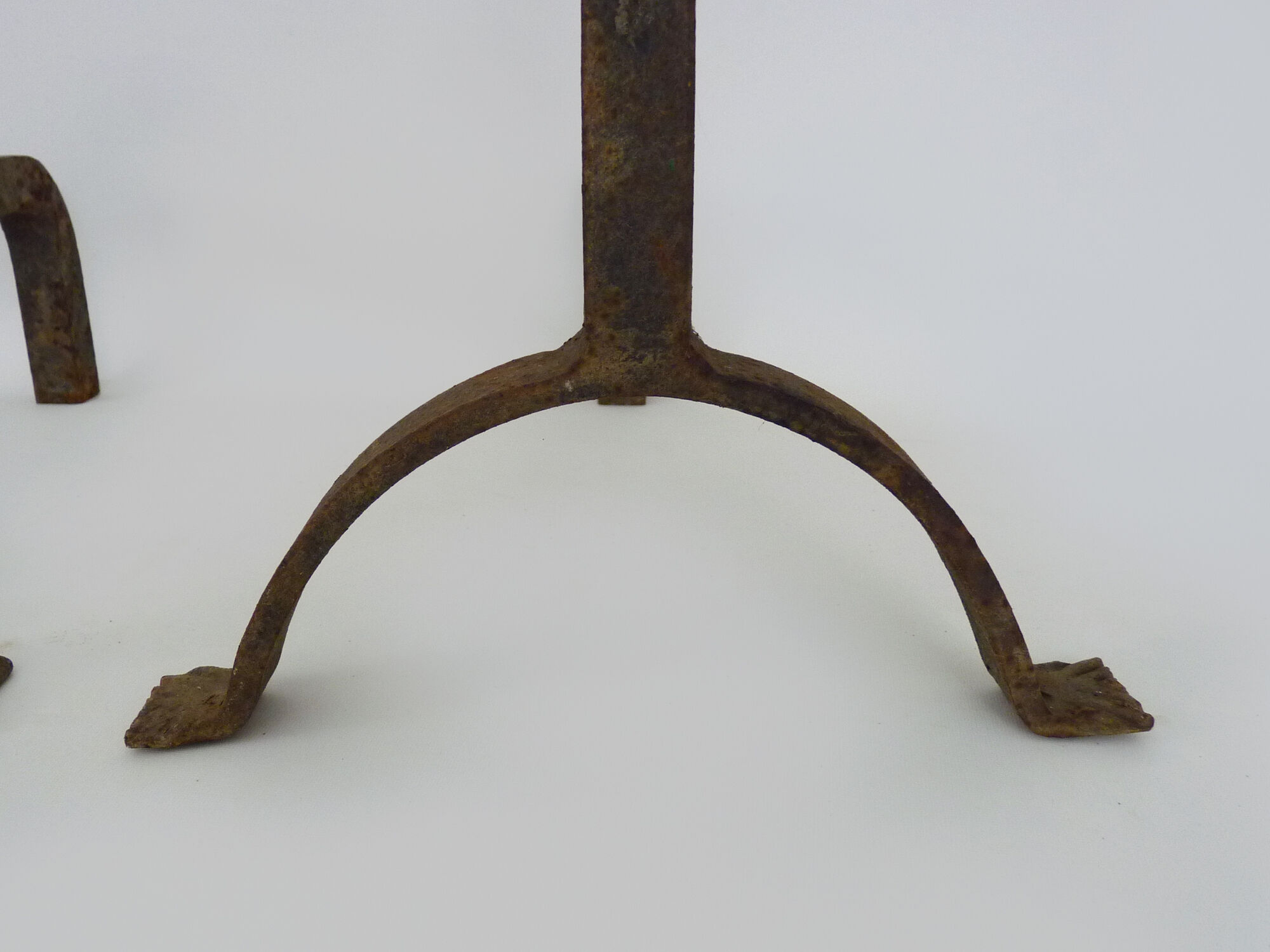 Large pair of cast iron chimney chenets. France 19th century