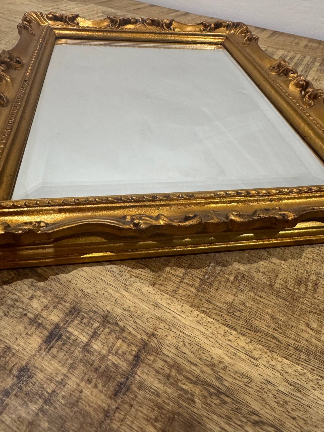 Beveled gold mirror