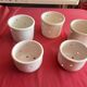 5 FAISELLES WHITE ENAMEL STONEWARE CHEESE MOLDS