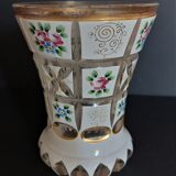 Vase with violets double cut glass nineteenth