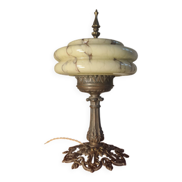 Art Deco lamp 1910 A 40 superb marbled glass shade, 43x23 electric ok, approx.