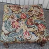 Footstool or Louis XIII style walnut footrests flower tapestry