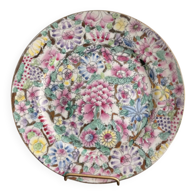 Assiette Mille Fleurs Famille Rose Pivoine Hibiscus  Qianlong Période