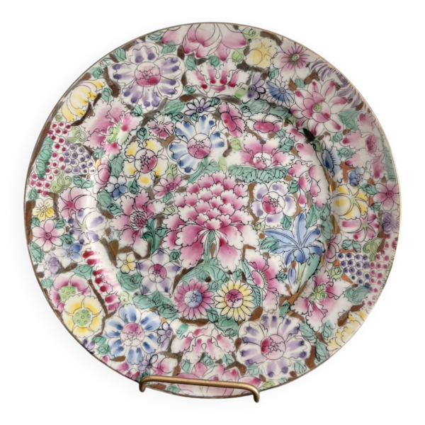 Assiette Mille Fleurs Famille Rose Pivoine Hibiscus  Qianlong Période
