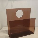 Smoked plexiglass magazine holder 70s.