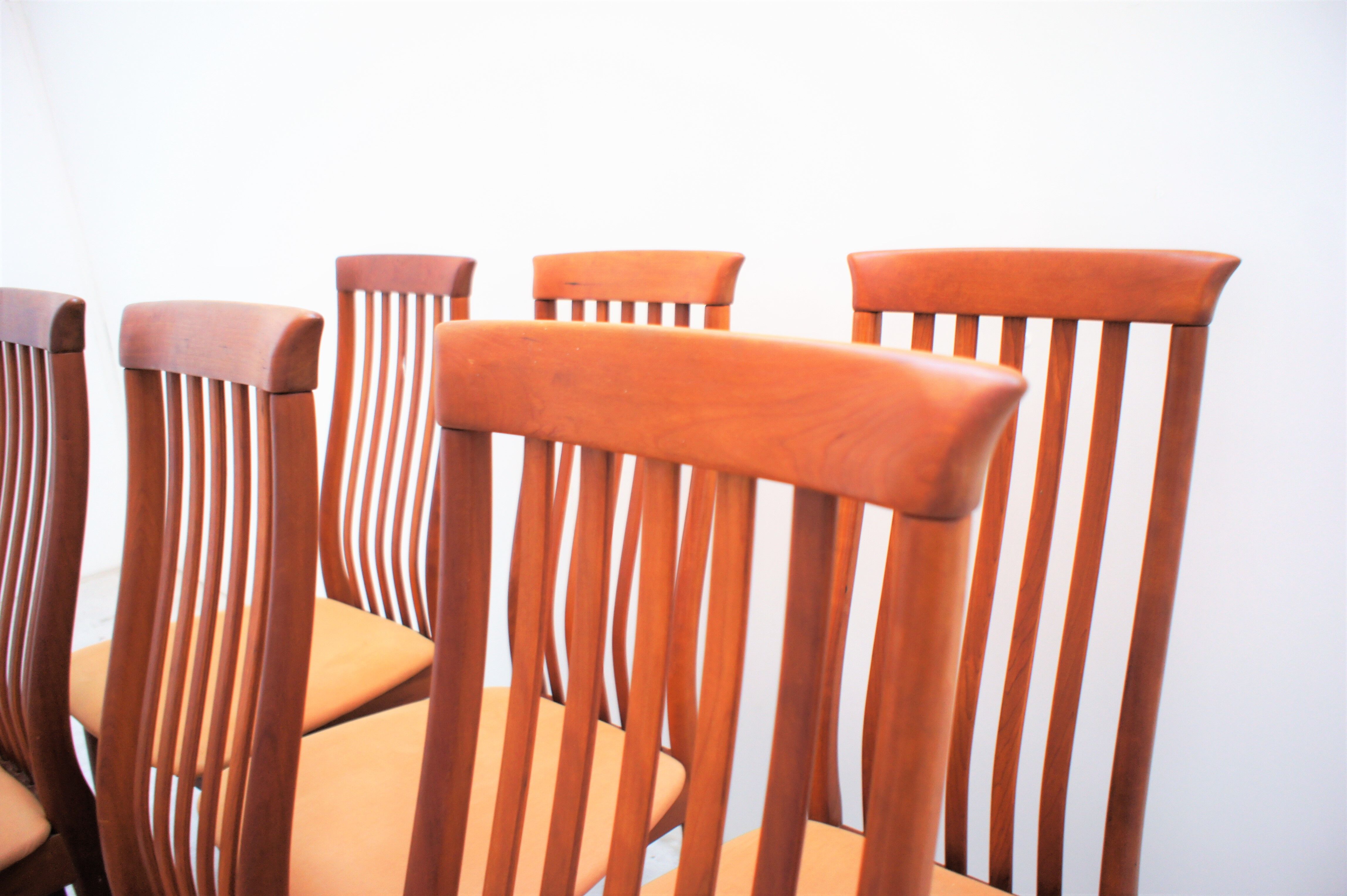 Series of six Scandinavian chairs in solid teak