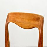 Niels Otto Moller Style Solid Teak Wood Dining Chairs with Leatherette 50s