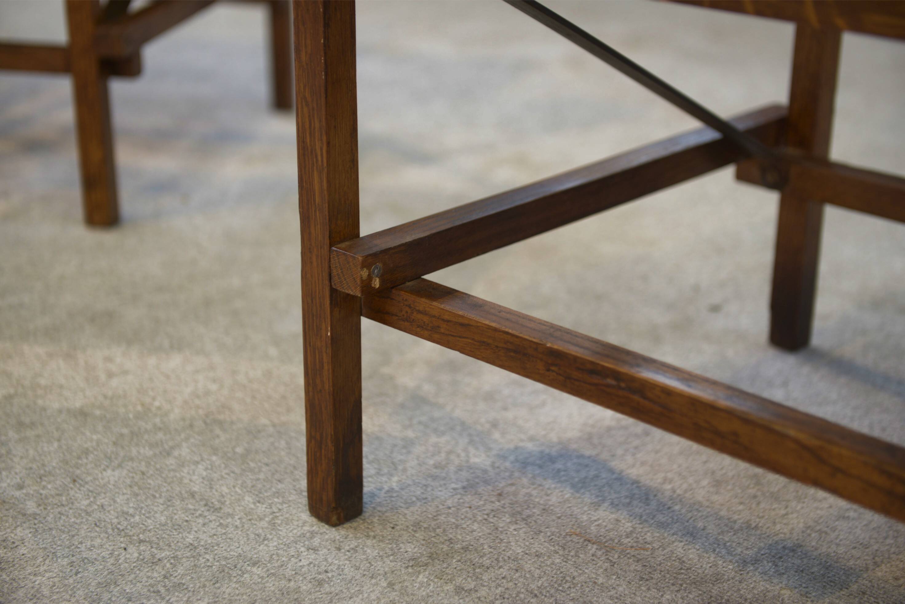 Pair of oak and leather chairs in the style of Gerrit Rietveld 1960s.