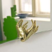 Scultpural Brass Hand Mid-Century Wall Mirror, Italy, 1950s