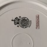 set of 9 green, white and gold Luneville plates