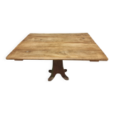 Antique oak dining table on cast iron base 93 x 123 cm