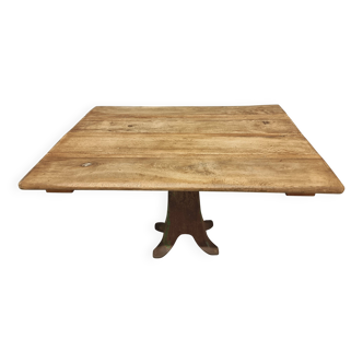Table à manger ancienne en chêne sur pied en fonte 93 x 123 cm
