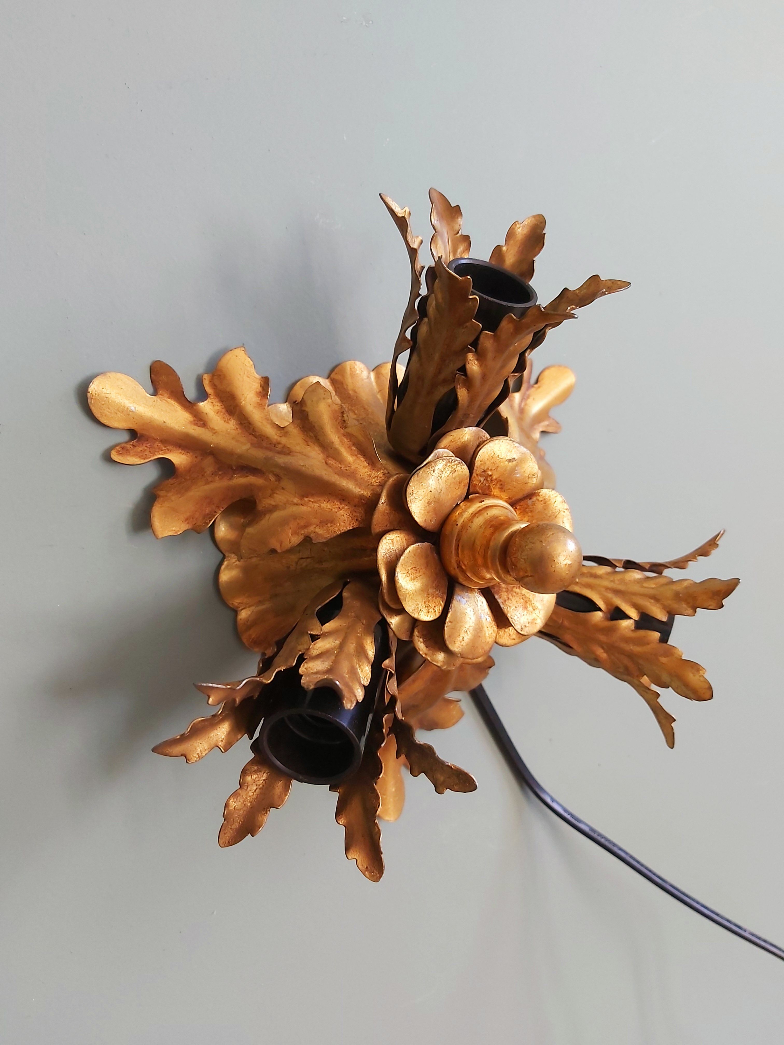 Wall lamp/ceiling lamp in gilded metal, Banci Firenze, 70s