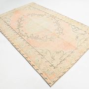 Blush Pink & Sage Green Oushak Vintage Rug For Living Room, 166x266 Cm